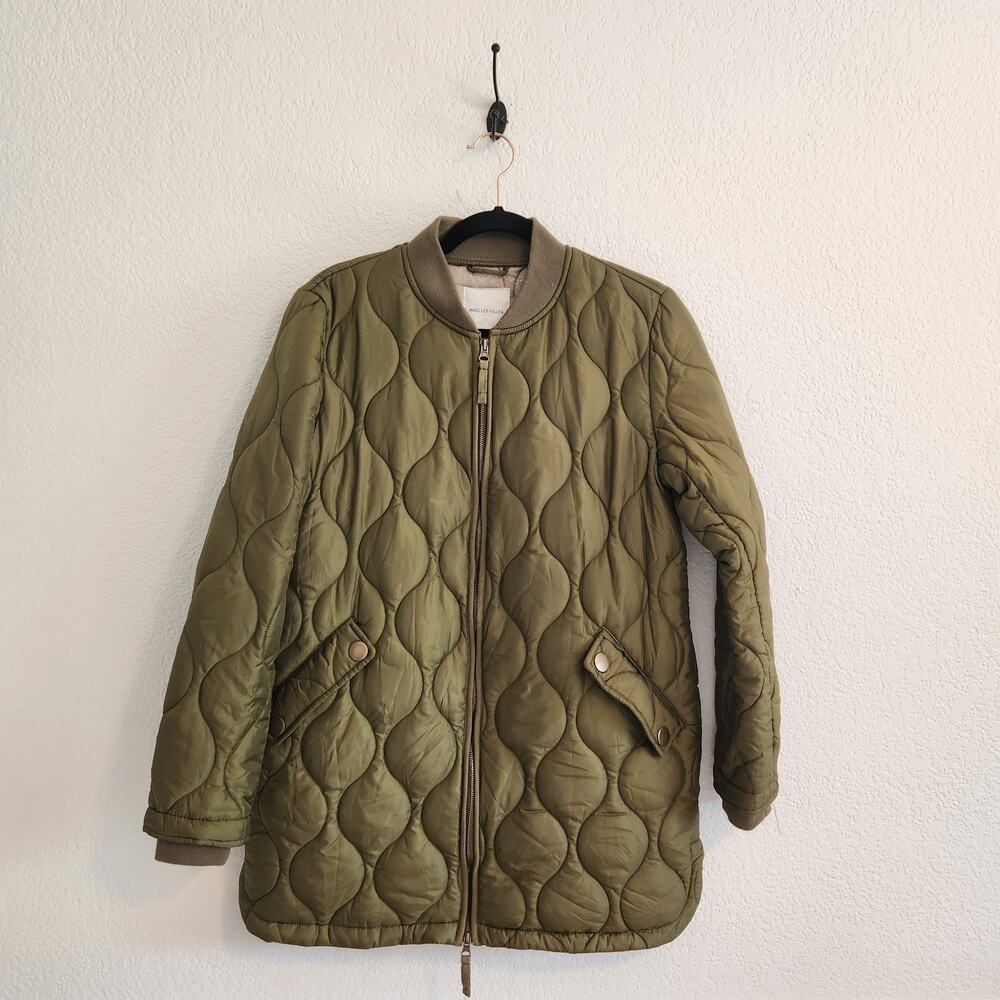 Avec Les Filles Women's Size‎ Small Army Green Quilted Puffer Jacket New